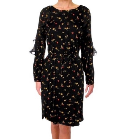 Ralph Lauren Women's Carlyn Floral Print Wear to Work Dress Black Size 18